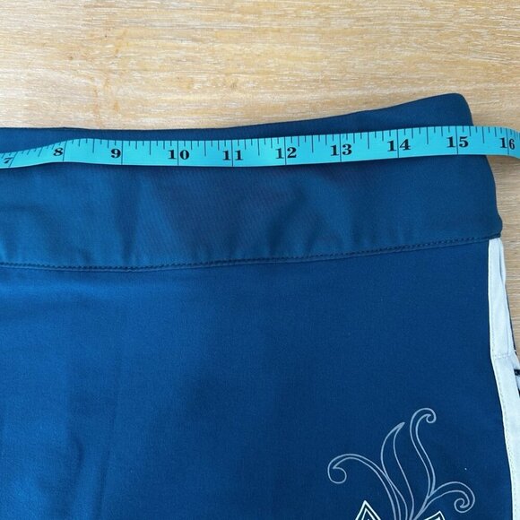 Athleta Swift Side Zip Floral Skirt/Skort Dark Teal White Trim Size 8 Hawaii - Picture 11 of 12
